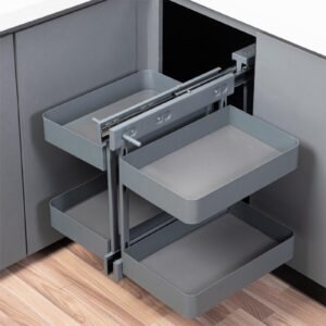 Magic Corner Kitchen Pull-Out Blind Basket Organizer for Cabinets